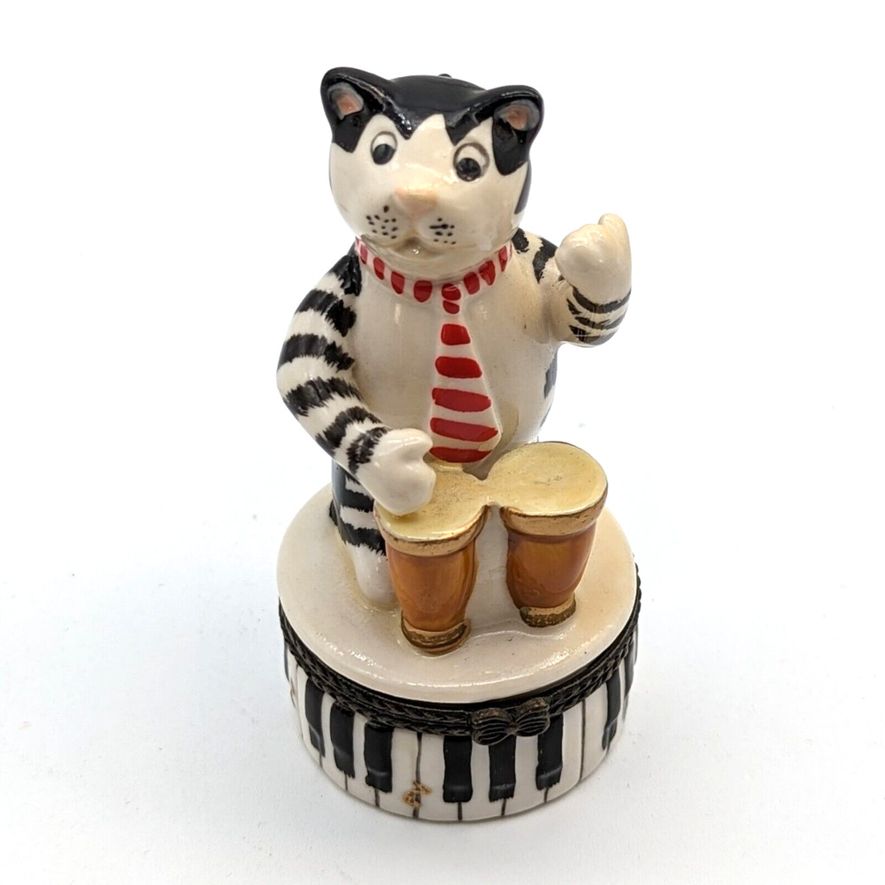 Bongo Playing Cat Hinged Trinket Box with Trinkets by Direct Connection Industry - Picture 8 of 12